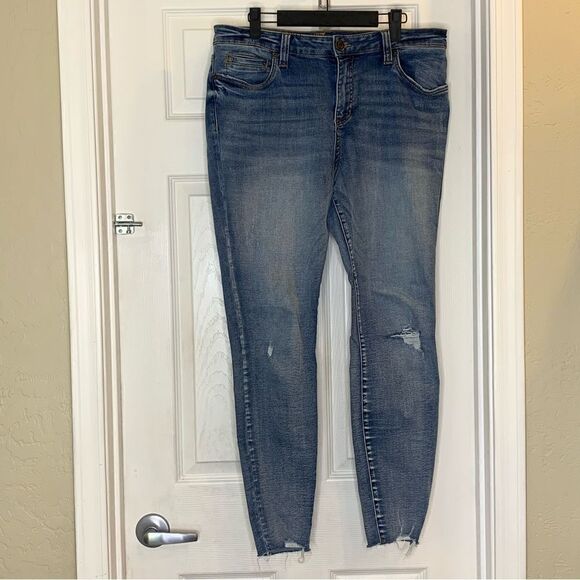 Kut from the Kloth Denim - Kut from the Kloth Carlo Ankle Skinny Distressed Jeans Size 16 Raw Hem